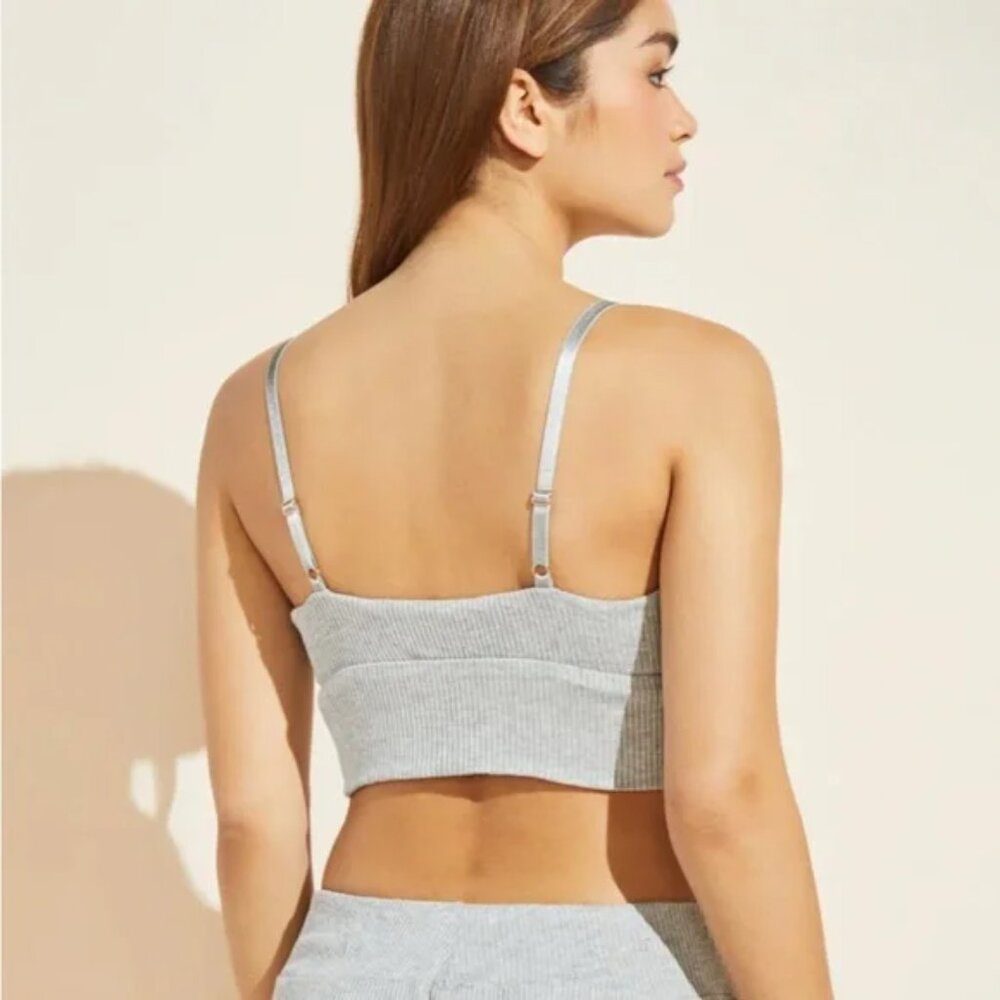 Eberjey Elon Ribbed Longline Bralette Crop Top - Picture 3 of 7